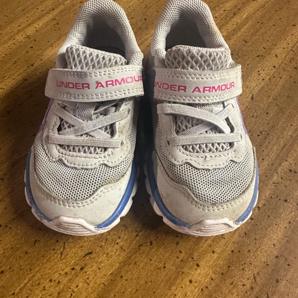 Under Armour Kids' Gray Sneakers with Pink Accents